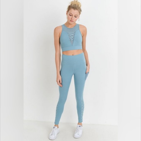 Highwaist Hybrid Mesh & Lattice Straps Full Pocket - Picture 2 of 7